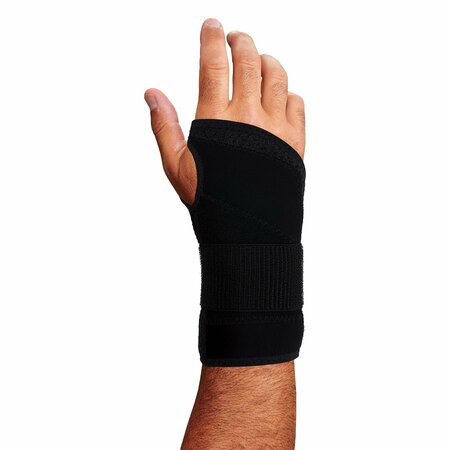 PROFLEX BY ERGODYNE Wrist Brace Support, Single Strap, Black, Right, S 4005